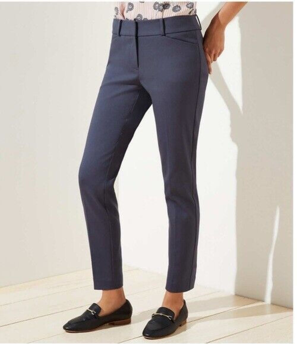 Ann Taylor The Loft Heather Grey Marisa Slim Pencil Pants 12 Stretch NWT